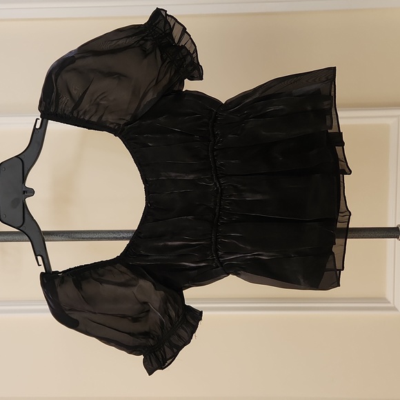 Puff-Sleeve, Black Sheen top.  New with tags!  Romantic and Flirty! - Picture 10 of 16